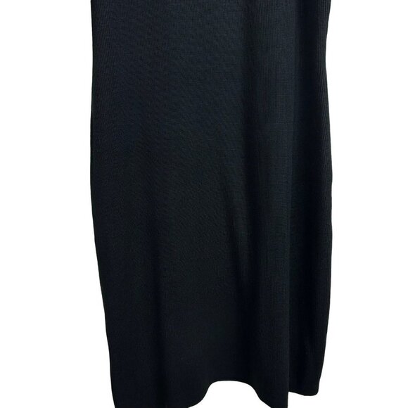 Calvin Klein Black Zip Cowl Neck Knit Sweater Dress Asymmetric Short Sleeve M - Picture 8 of 13
